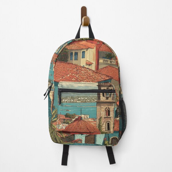 Item preview, Nafplio Poster – Greek Seaside Town in Vintage Harbor Art designed and sold by TuncGK.
