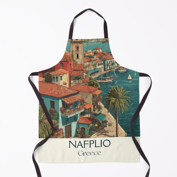 Item preview, Nafplio Poster – Greek Seaside Town in Vintage Harbor Art designed and sold by TuncGK.