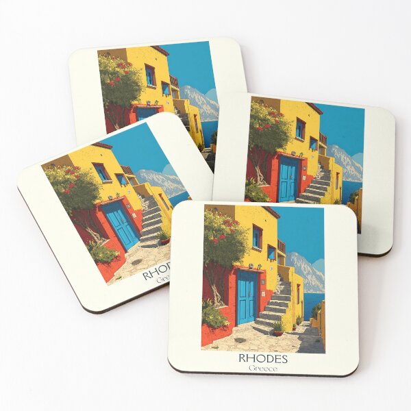 Item preview, Rhodes Poster – Historic Greek Island in Vibrant Retro Style designed and sold by TuncGK.