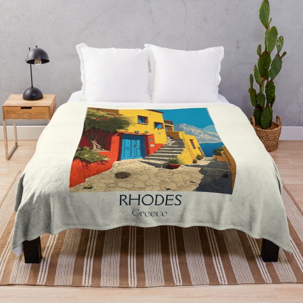 Item preview, Rhodes Poster – Historic Greek Island in Vibrant Retro Style designed and sold by TuncGK.