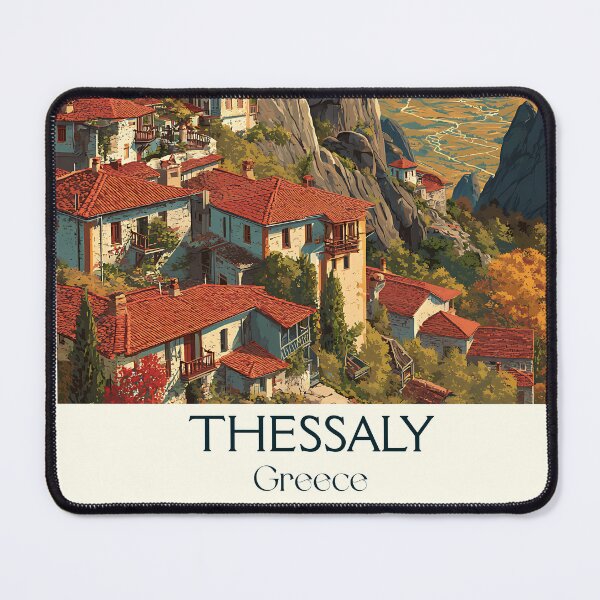 Item preview, Thessaly Poster – Greek Mountain Region in Vintage Travel Print designed and sold by TuncGK.