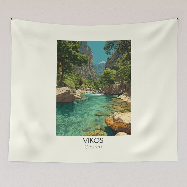 Item preview, Vikos Gorge Poster – Greece’s Natural Wonder in Retro Art designed and sold by TuncGK.
