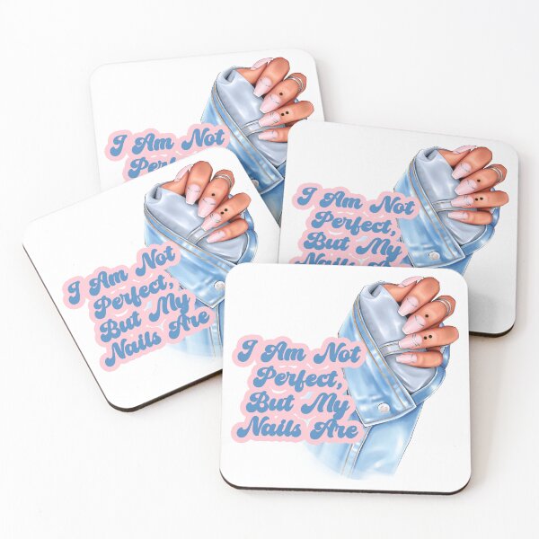 Item preview, I Am Not Perfect, But My Nails Are – Manicured Hand in Denim and Feminine Hues designed and sold by EmeraldeaArt.