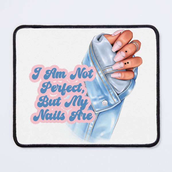 Item preview, I Am Not Perfect, But My Nails Are – Manicured Hand in Denim and Feminine Hues designed and sold by EmeraldeaArt.