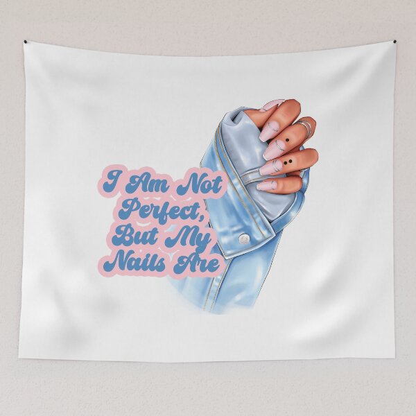 Item preview, I Am Not Perfect, But My Nails Are – Manicured Hand in Denim and Feminine Hues designed and sold by EmeraldeaArt.