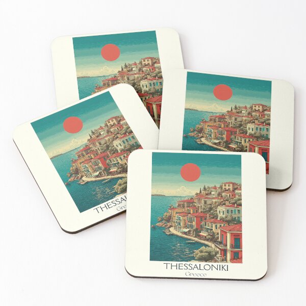 Item preview, Thessaloniki Poster – Greek Port City in Retro Waterfront Art designed and sold by TuncGK.