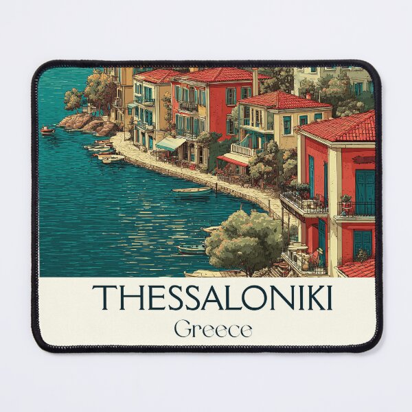 Item preview, Thessaloniki Poster – Greek Port City in Retro Waterfront Art designed and sold by TuncGK.