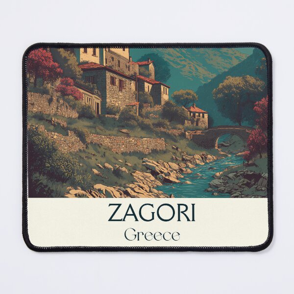 Item preview, Zagori Poster – Traditional Greek Villages in Mountain Landscape Art designed and sold by TuncGK.