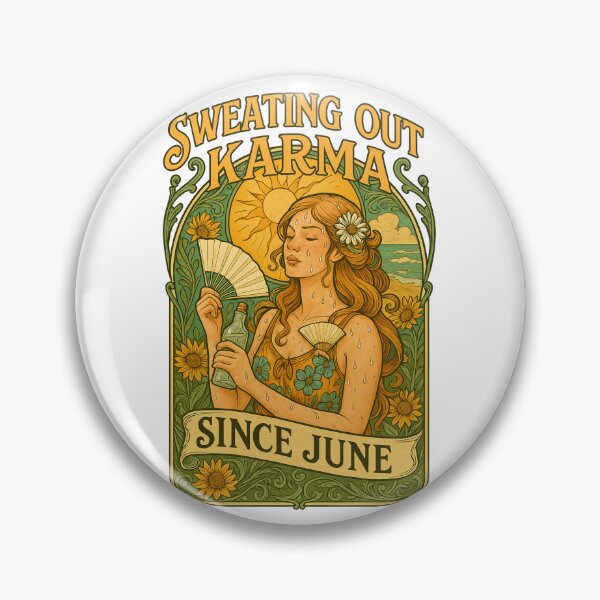 Item preview, Sweating Out Karma Since June Art Nouveau T-Shirt | Yoga Fitness Humor designed and sold by MySpiritTravels.
