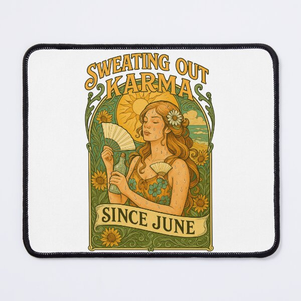 Item preview, Sweating Out Karma Since June Art Nouveau T-Shirt | Yoga Fitness Humor designed and sold by MySpiritTravels.