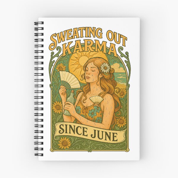 Item preview, Sweating Out Karma Since June Art Nouveau T-Shirt | Yoga Fitness Humor designed and sold by MySpiritTravels.