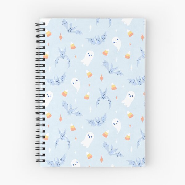 Item preview, Cute Retro Pastel Blue Halloween Ghosts Bats and Candy Corn Pattern designed and sold by namibear.