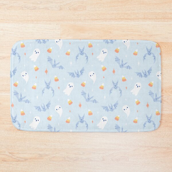 Item preview, Cute Retro Pastel Blue Halloween Ghosts Bats and Candy Corn Pattern designed and sold by namibear.