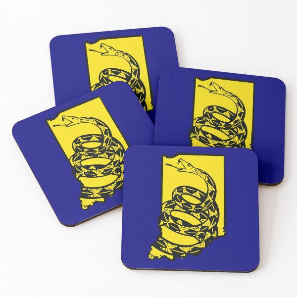 Item preview, HOOSIER   - Libertarian - Don't Tread On Me Gadsden Snake on INDIANA Map on Blue default background, #020279 designed and sold by pelagio.