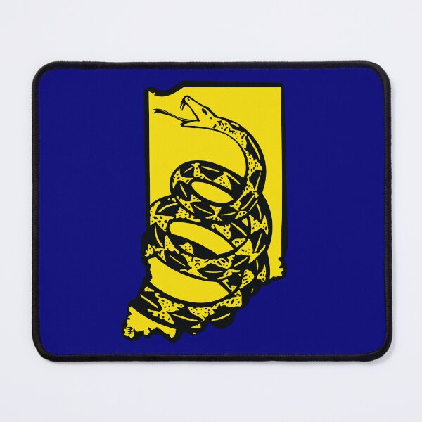 Item preview, HOOSIER   - Libertarian - Don't Tread On Me Gadsden Snake on INDIANA Map on Blue default background, #020279 designed and sold by pelagio.