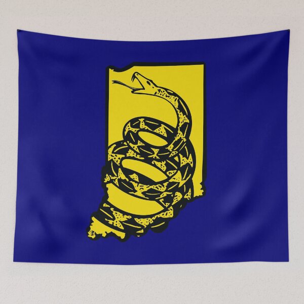 Item preview, HOOSIER   - Libertarian - Don't Tread On Me Gadsden Snake on INDIANA Map on Blue default background, #020279 designed and sold by pelagio.