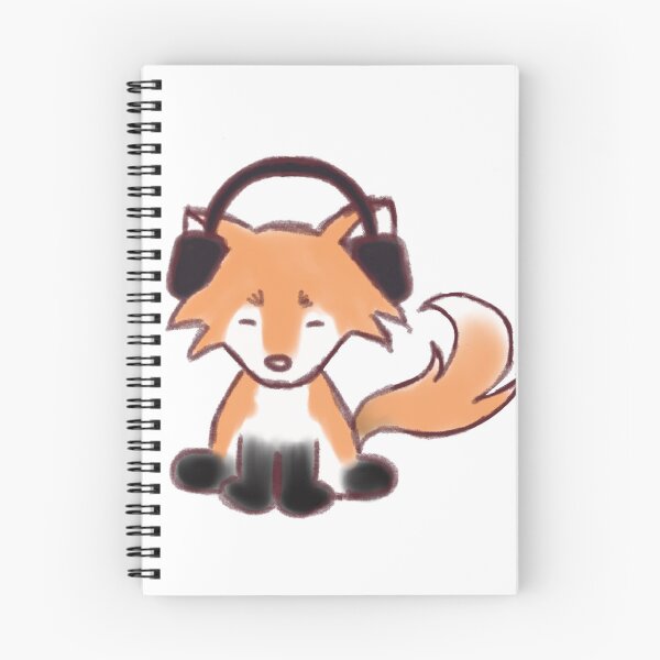 Item preview, Cute fox with headphones listening to music designed and sold by Fuchsiella.