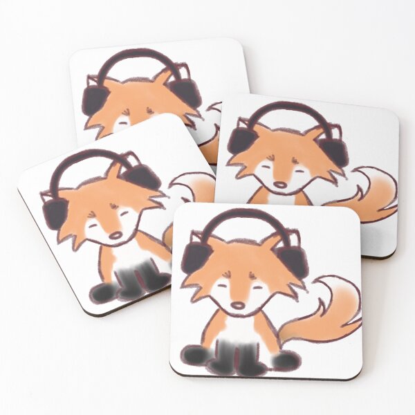 Item preview, Cute fox with headphones listening to music designed and sold by Fuchsiella.