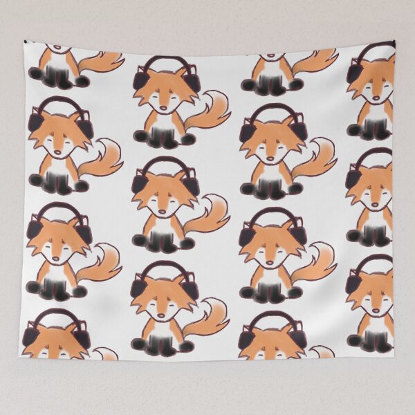 Item preview, Cute fox with headphones listening to music designed and sold by Fuchsiella.