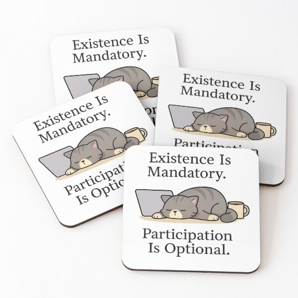 Item preview, Existence Is Mandatory. Participation Is Optional – Funny Cat T-Shirt for Introverts designed and sold by Lunio Studio.