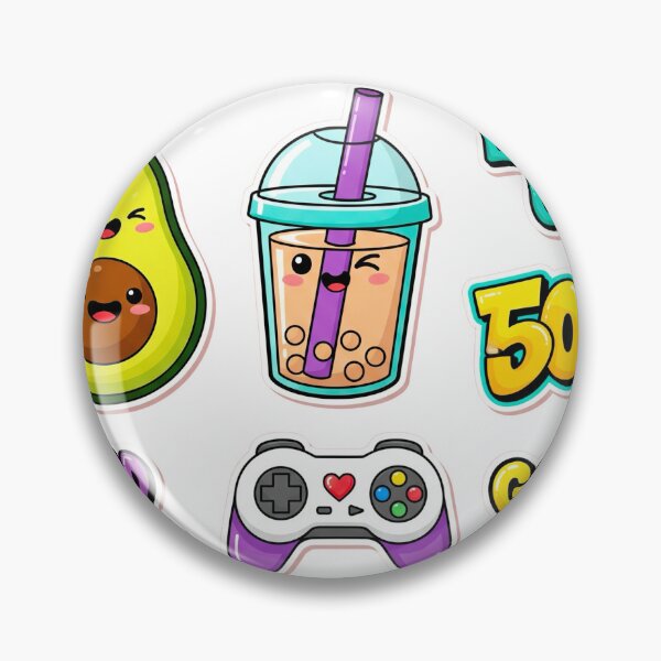 Item preview, Kawaii Sticker Collection with Avocado, Bubble Tea, and Game Controller designed and sold by j-2k.