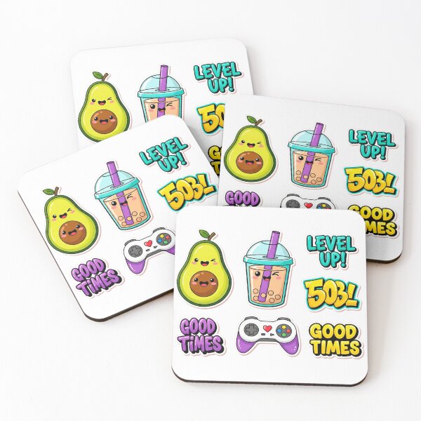 Item preview, Kawaii Sticker Collection with Avocado, Bubble Tea, and Game Controller designed and sold by j-2k.