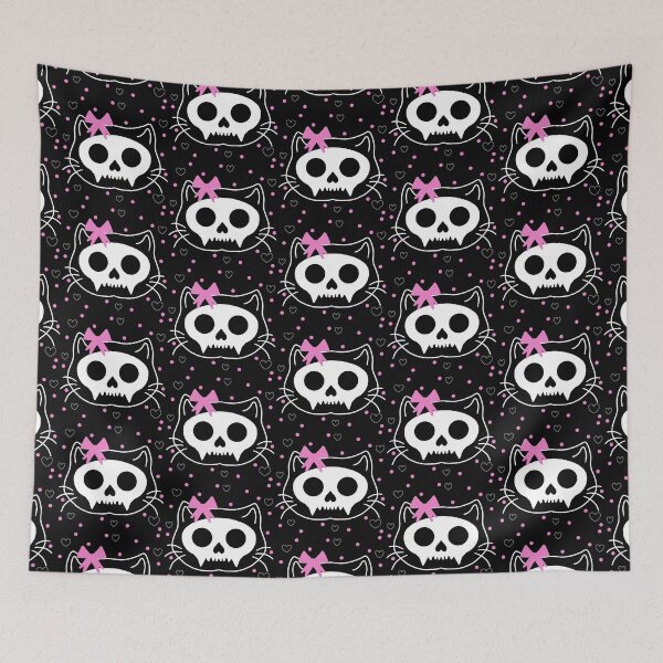 Item preview, Emo cat skull pattern designed and sold by Bugbotherer30.
