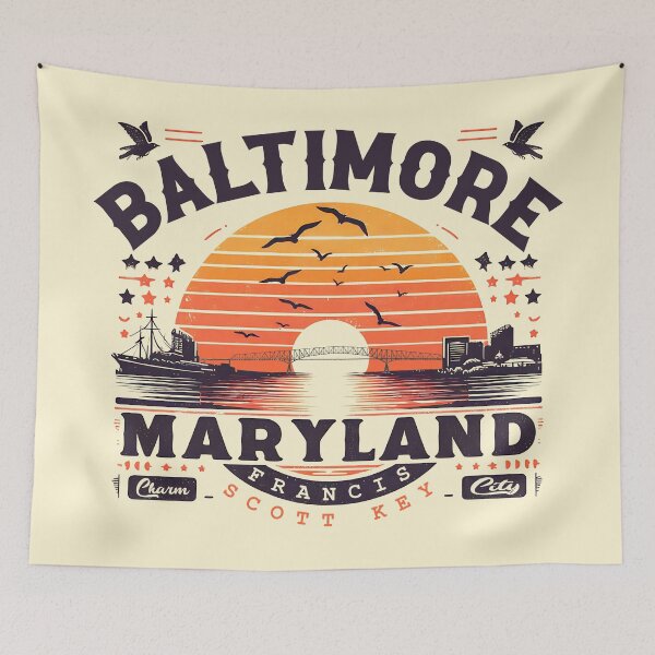 Item preview, Baltimore Maryland Francis Scott Key Bridge Sunset Charm City designed and sold by EdGraphy.