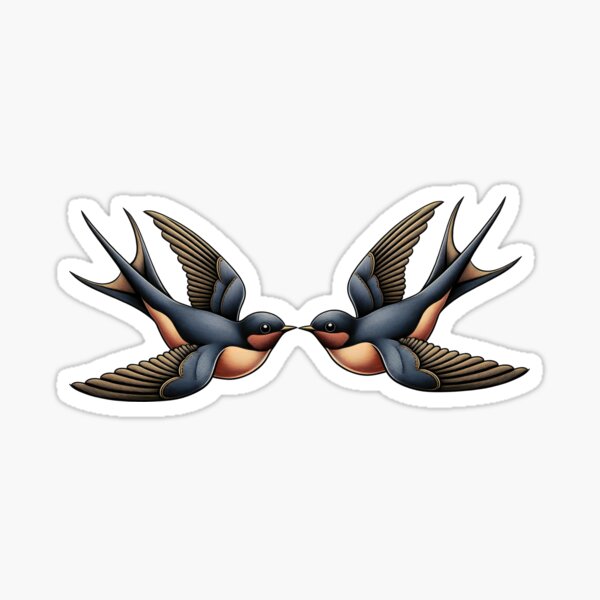 Item preview, two swallows in flight – petrol designed and sold by JuliSpark.