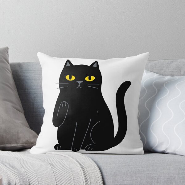 Item preview, Cartoon cute black cat character with charming playful expression designed and sold by AllaMashycheva.