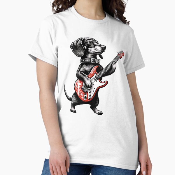 Item preview, vintage dachshund weenie playing guitar designed and sold by BRVART.