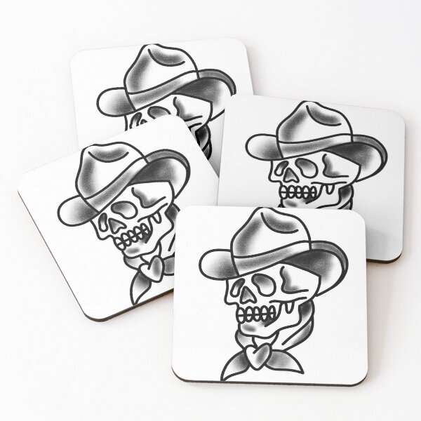 Item preview, Traditional tattoo cowboy skull designed and sold by XpertDemon.