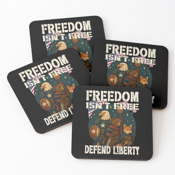 Item preview, FREEDOM ISN'T FREE DEFEND LIBERTY patriotic animals defending our freedom and democracy 4th of July Independence day designed and sold by Jt41.