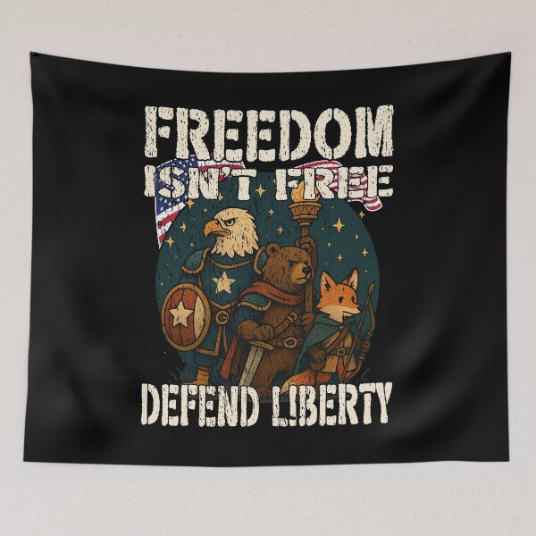 Item preview, FREEDOM ISN'T FREE DEFEND LIBERTY patriotic animals defending our freedom and democracy 4th of July Independence day designed and sold by Jt41.