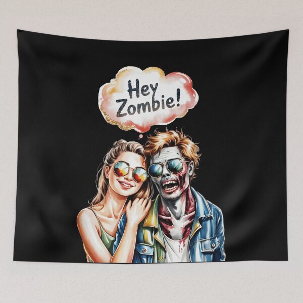 Item preview, Hey Zombie! - Funny Zombie & Girlfriend Couple Design designed and sold by Dakson Design - Fantasy Art.