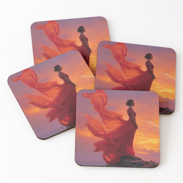 Item preview, Elegant Woman in a Flowing Red Dress designed and sold by Synthartik.