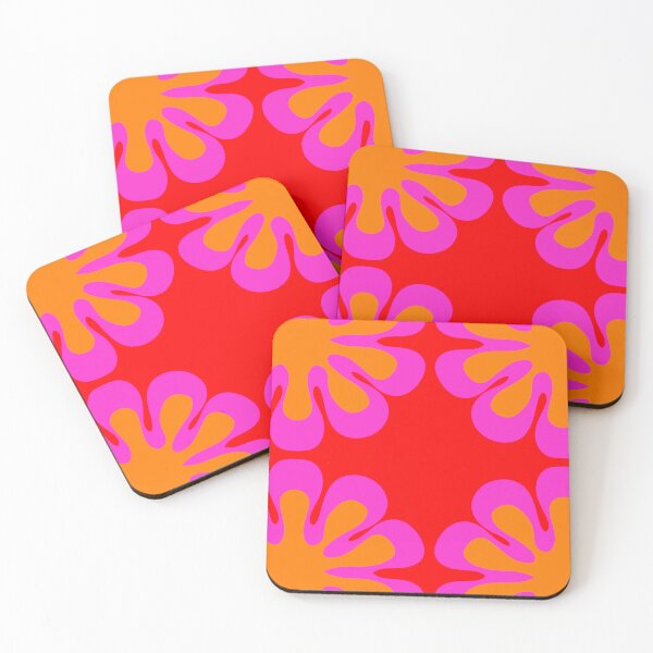 Item preview, Retro stylized two tone graphic flower - pink orange red designed and sold by RetroScribbles.