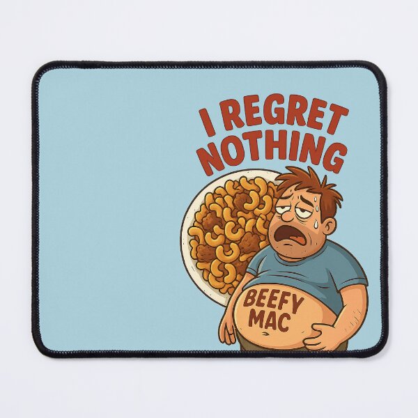 Item preview, I Regret Nothing Beefy Mac Sticker – Funny Food Overload Cartoon designed and sold by YuliaHulia.