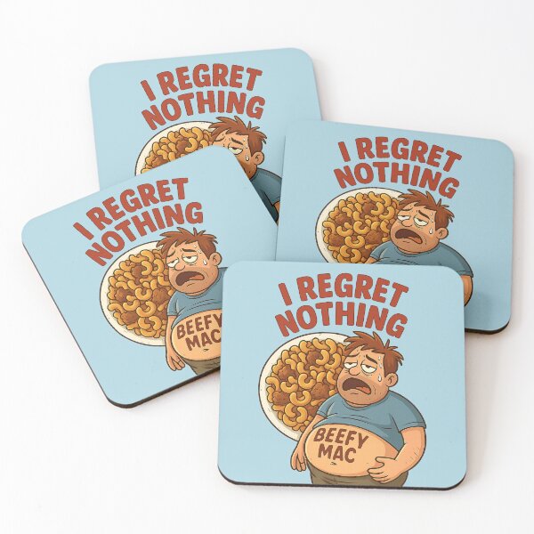 Item preview, I Regret Nothing Beefy Mac Sticker – Funny Food Overload Cartoon designed and sold by YuliaHulia.