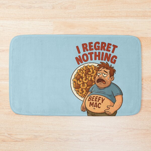Item preview, I Regret Nothing Beefy Mac Sticker – Funny Food Overload Cartoon designed and sold by YuliaHulia.