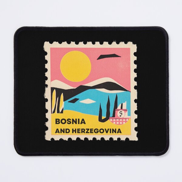 Item preview, Bosnia and Herzegovina Stamp Design – Colorful Retro Travel Art designed and sold by tiigerdad.