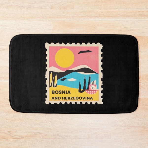 Item preview, Bosnia and Herzegovina Stamp Design – Colorful Retro Travel Art designed and sold by tiigerdad.