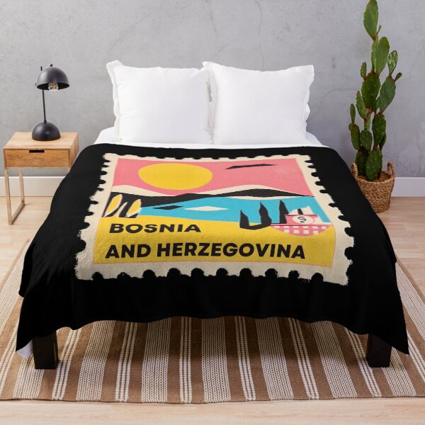 Item preview, Bosnia and Herzegovina Stamp Design – Colorful Retro Travel Art designed and sold by tiigerdad.