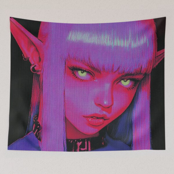 Item preview, Neon Emo Anime Elf with Green Eyes designed and sold by V-Fantasy.