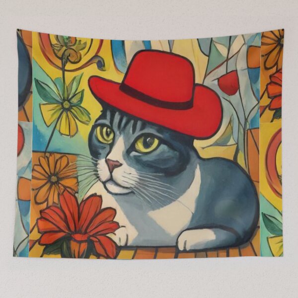 Item preview, Grey Cat and Flowers AI gen designed and sold by Goods4SaleNow.