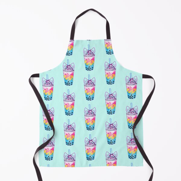 Item preview, A lovingly designed bubble tea with heart-shaped pearls and a cute cat face in the colors of the Pan flag designed and sold by katecheerycake.
