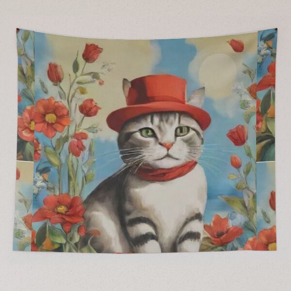 Item preview, Grey Cat and Flowers AI gen designed and sold by Goods4SaleNow.