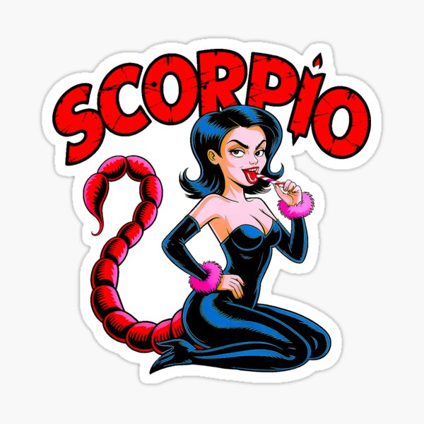 Item preview, Scorpio Zodiac Sexy Pin-Up Girl Illustration Art designed and sold by Amanda's Factory.
