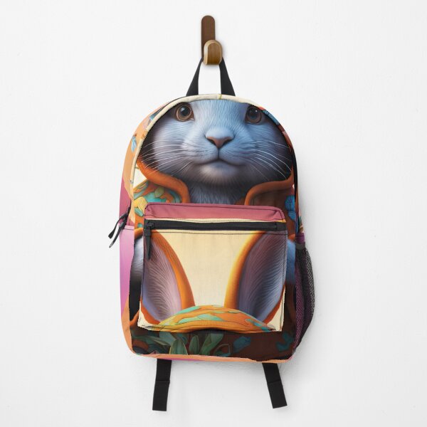 Item preview, A fluffy bunny wearing a patchwork hoodie sips tea in a colourful garden designed and sold by Colin Bentham.