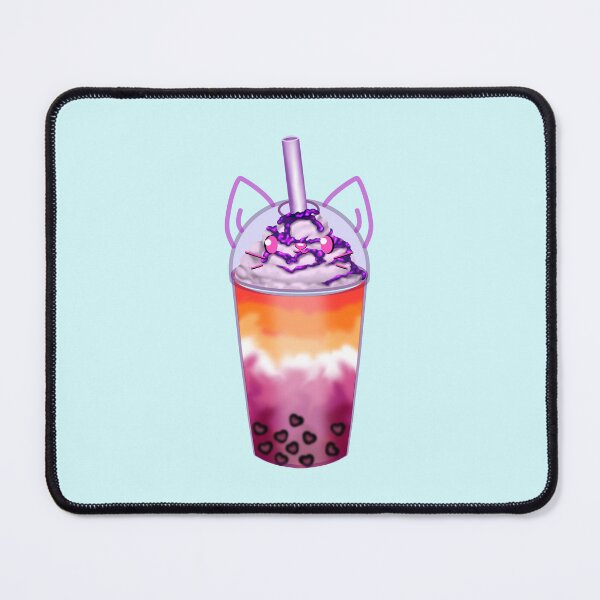 Item preview, A lovingly designed bubble tea with heart-shaped pearls and a cute cat face designed and sold by katecheerycake.